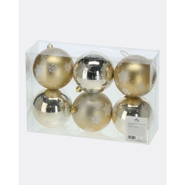 ZLATÉ VÁNOČNÍ KOULE SE SNĚHOVÝMI VLOČKAMI