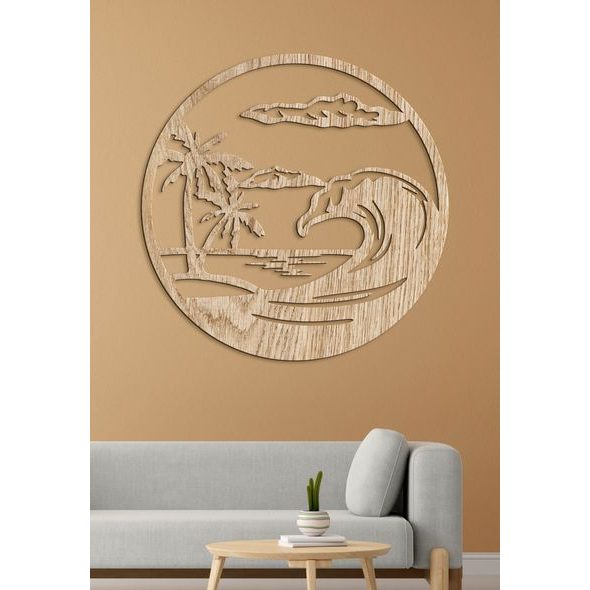 Dřevěný obraz na stěně pláže