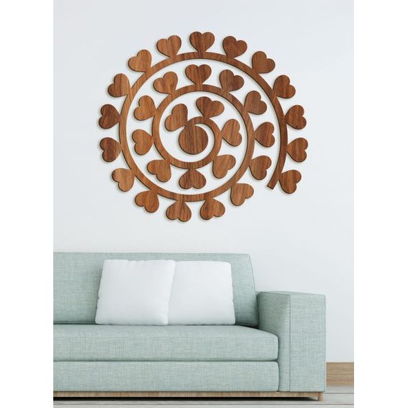 DŘEVĚNÝ NÁSTĚNNÝ OBRAZ SPIRÁLA SRDCÍ