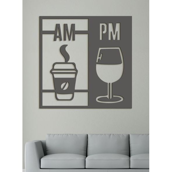 Drevená dekorácia Deň začína kávou a končí vínom