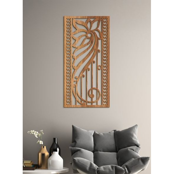 Dřevěná květinová mandala na zeď