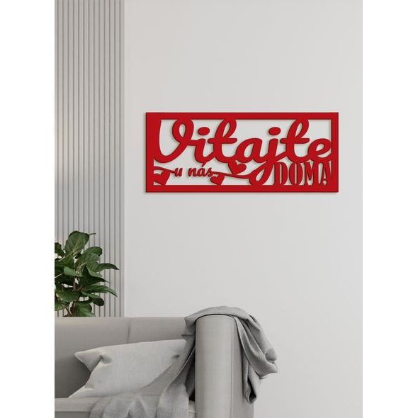 Drevený nápis "VITAJTE u nás DOMA"