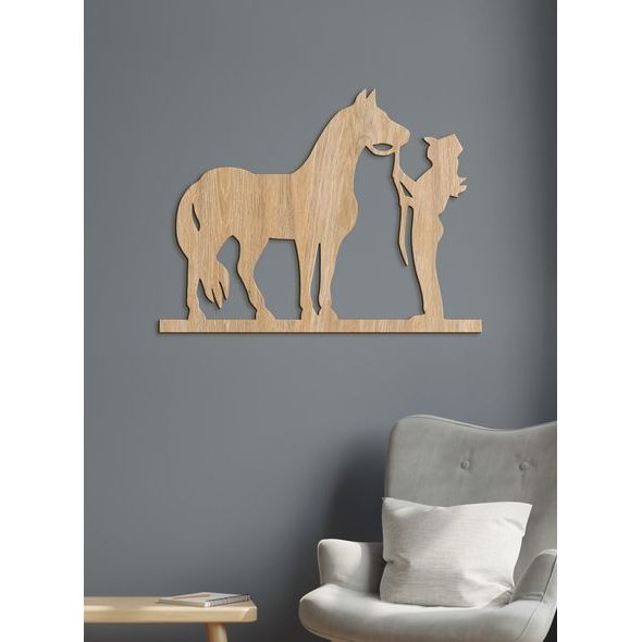 Dřevěný obrázek na stěně s koněm