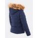 Dámská prošívaná bunda s kožešinou tmavě modrá