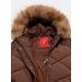 Dámska prešívaná zimná bunda s kapucňou hnedá