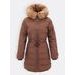 Dámská prošívaná bunda s kožešinou hnědá