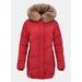 Dámská prošívaná zimní bunda s kapucí vínová