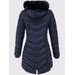 Dámská prošívaná zimní bunda s kapucí tmavě modrá