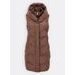 Dámská prošívaná vesta s kapucí hnědá