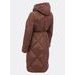 Dámská dlouhá prošívaná bunda s kapucí hnědá