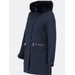 Dámska zimná bunda s kapucňou tmavomodrá