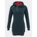 Dámská prodloužená mikina s kapucí tmavě zelená