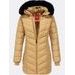 Dámska prešívaná zimná bunda s kapucňou béžová