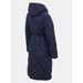Dámská dlouhá prošívaná bunda s kapucí tmavě modrá