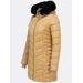 Dámska prešívaná zimná bunda s kapucňou béžová