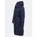 Dámská dlouhá prošívaná bunda s kapucí tmavě modrá