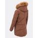 Dámska prešívaná zimná bunda s kapucňou hnedá