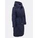 Dámská dlouhá prošívaná bunda s kapucí tmavě modrá