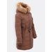 Dámská prošívaná bunda s kožešinou hnědá