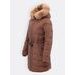 Dámská prošívaná bunda s kožešinou hnědá