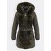 Dámska zimná bunda s kožušinou a opaskom tmavozelená