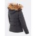 Dámská prošívaná bunda s kožešinou tmavě zelená