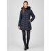Dámská prošívaná zimní bunda s kapucí tmavě modrá