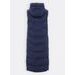 Dámská dlouhá prošívaná vesta s kapucí tmavě modrá