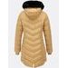 Dámska prešívaná zimná bunda s kapucňou béžová
