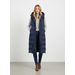 Dámská dlouhá prošívaná vesta s kapucí tmavě modrá