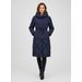 Dámská dlouhá prošívaná bunda s kapucí tmavě modrá