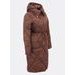 Dámská dlouhá prošívaná bunda s kapucí hnědá