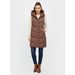 Dámská prošívaná vesta s kapucí hnědá