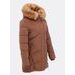 Dámska prešívaná zimná bunda s kapucňou hnedá