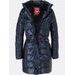 Dámská dlouhá prošívaná bunda tmavě modrá