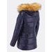 Dámská lesklá prošívaná bunda tmavě modrá