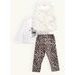 Dětská tepláková souprava s leopardím vzorem bílo-hnědá