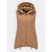 Dámská prošívaná vesta s kapucí pískovcově hnědá
