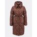 Dámská dlouhá prošívaná bunda s kapucí hnědá
