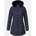 Dámská prošívaná zimní bunda s kapucí tmavě modrá