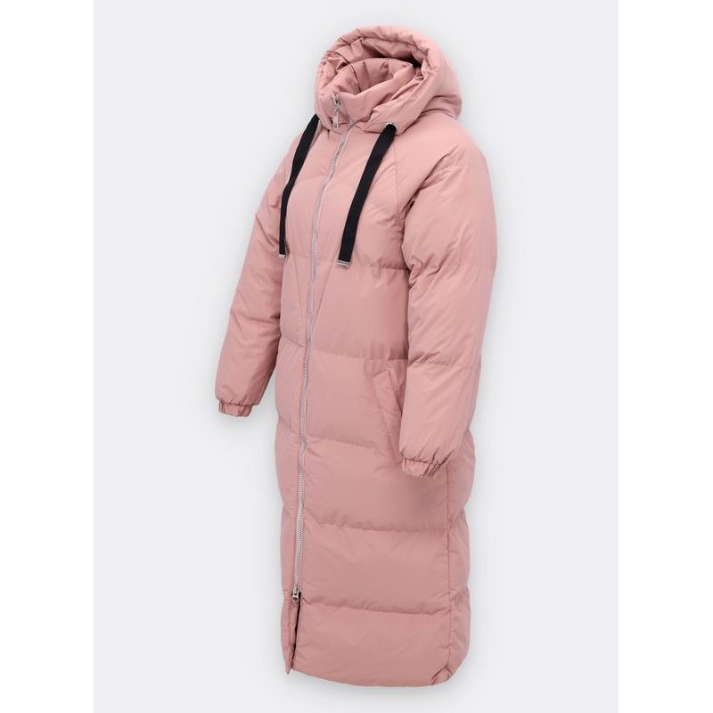 Dámska dlhá zimná bunda s kapucňou púdrová | Zimné bundy | Trendova.sk