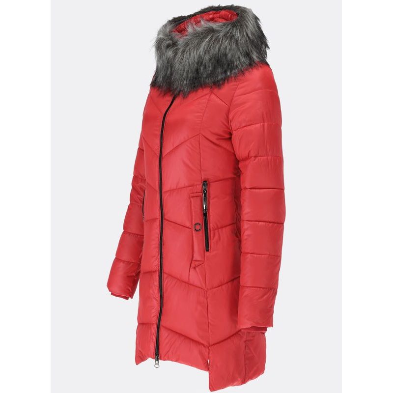Dámska prešívaná zimná bunda lesklá červená | Bundy | Trendova.sk