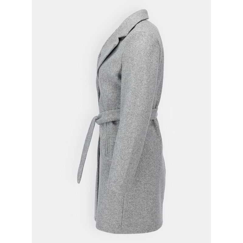 Dámsky kabát s opaskom sivý | Kabáty | Trendova.sk
