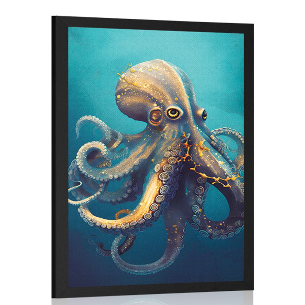 Plakát modro-zlatá chobotnice