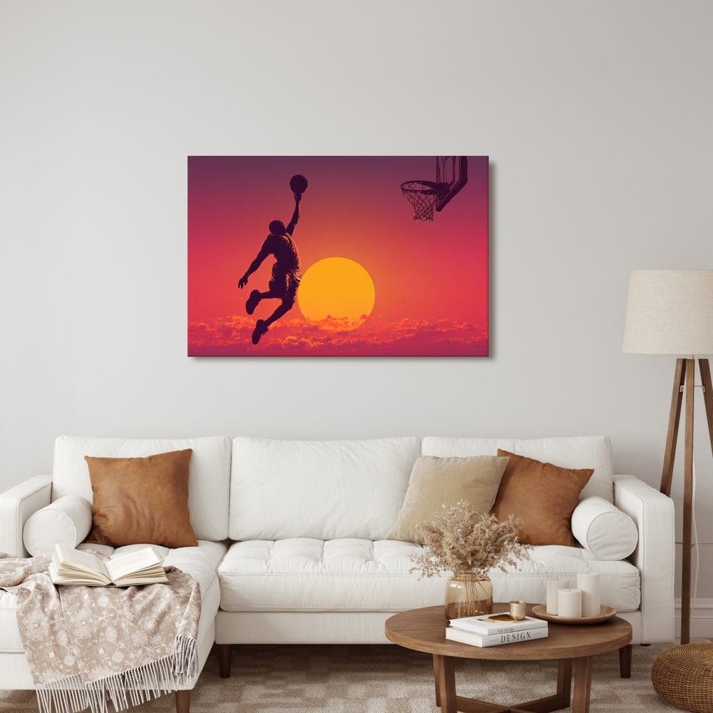 Obraz basketbalista v zlatom západe