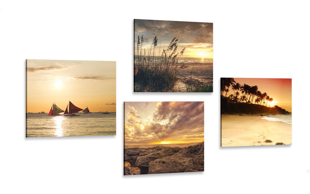 Set obrazov čarovný západ slnka pri mori