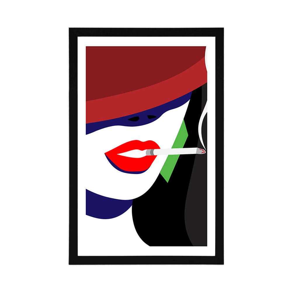 E-shop Plagát s paspartou žena v klobúku v pop art štýle