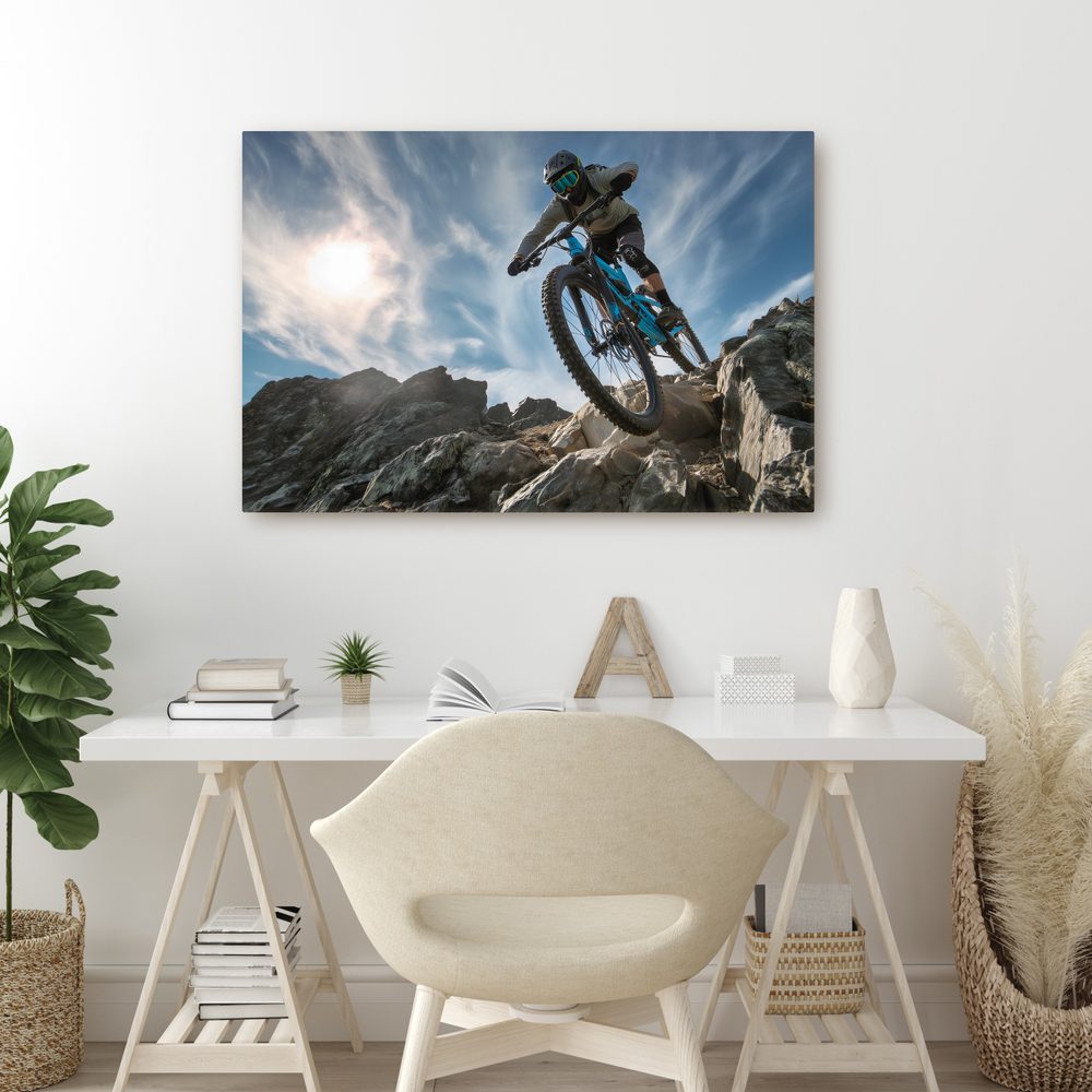 Obraz cyklista na horskej ceste