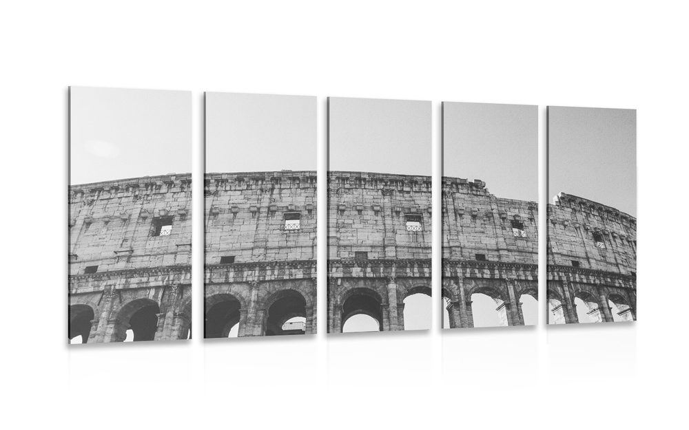 5-dielny obraz Koloseum v čiernobielom prevedení