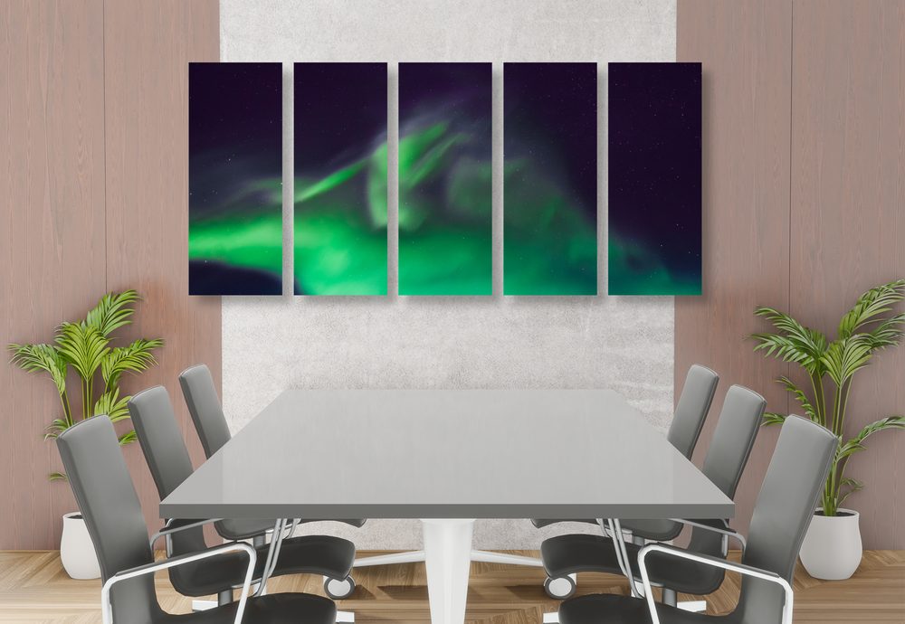 E-shop 5-dielny obraz zelená polárna žiara na oblohe